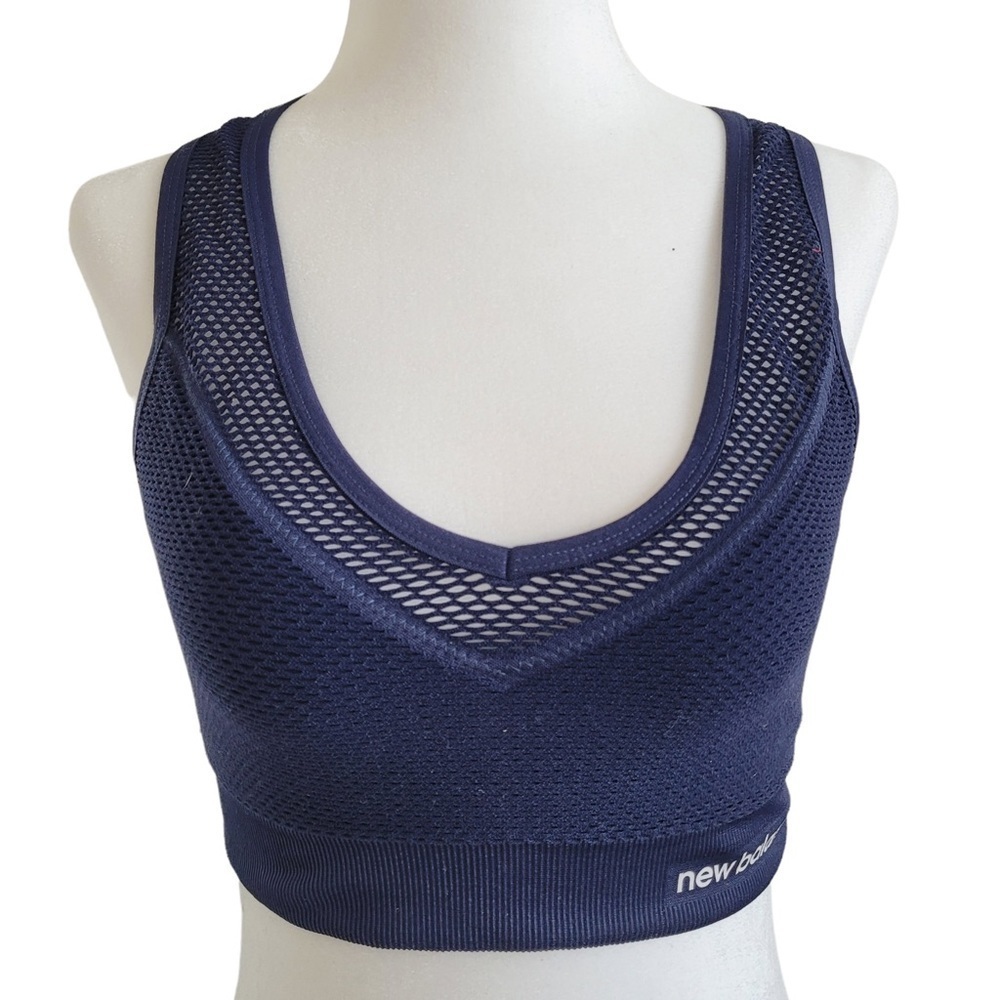 New Balance mesh sporty crop top sports bra  blue large
